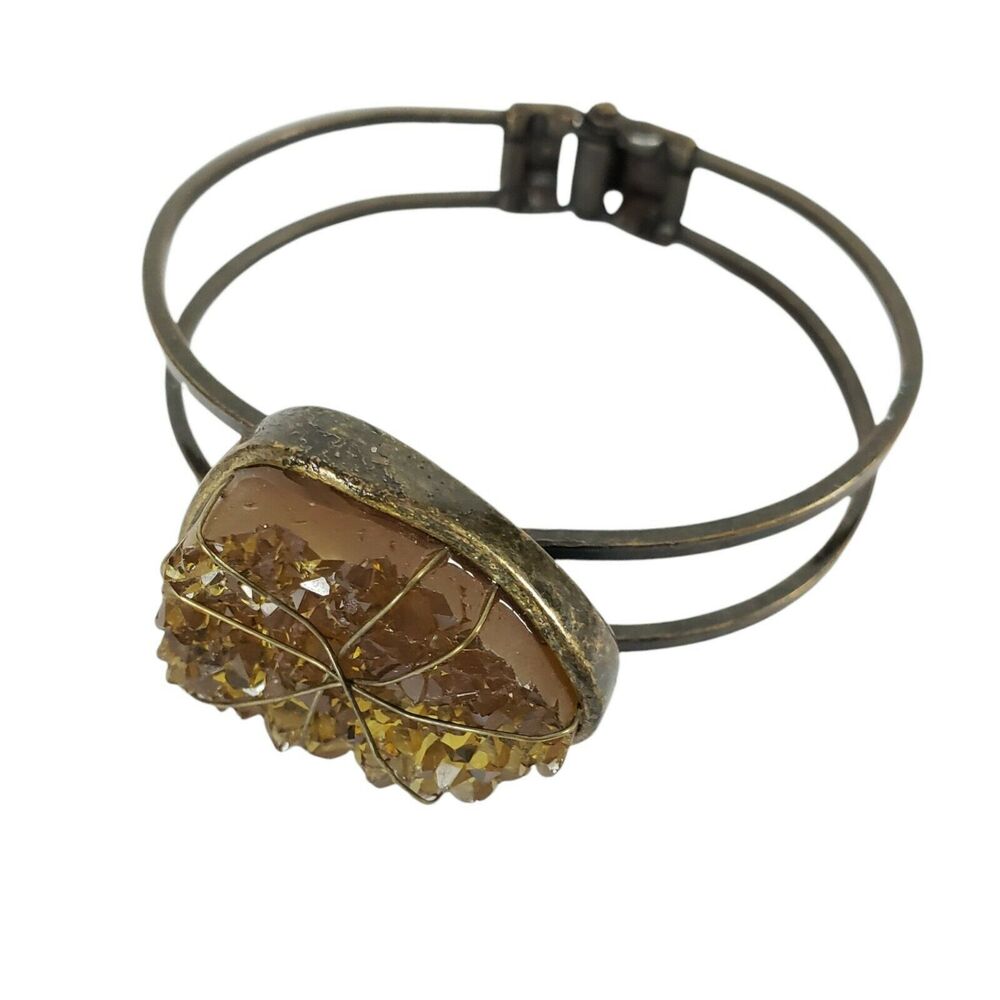 Gold Yellow Gemstone? Boho Cuff Bangle Bracelet Trendy